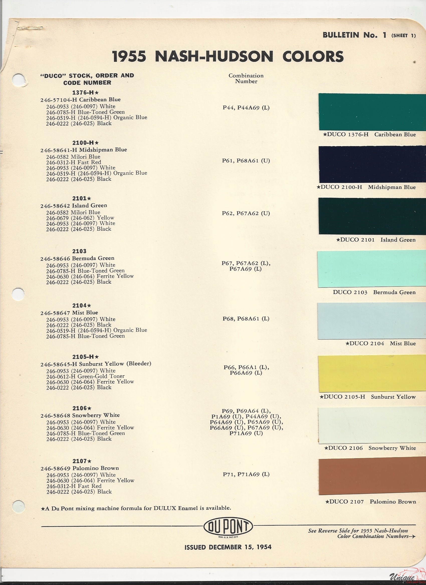 1955 Nash Hudson Paint Charts